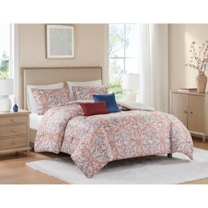No Brand - 5pc King Medallion Bedding Set Red/Blue Red/Blue